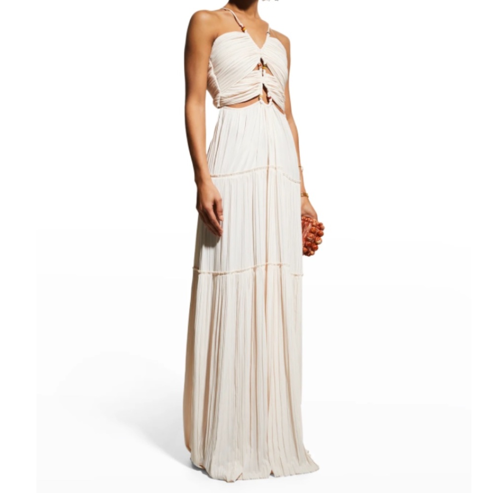 NWT $995 A.L.C. Kai Beaded Cut-Out Halter Neck Tiered Maxi Dress in size 10! - Picture 5 of 7